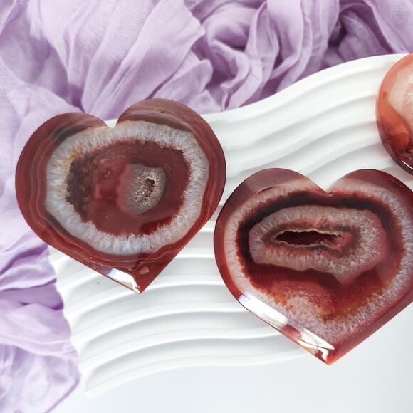 Druzy Carnelian Heart Crystal Carving Strength Crystals - Picture 2 of 10